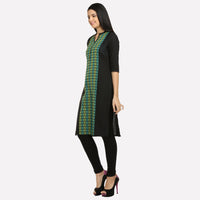 Black 3/4 Sleeve Pintuck kurta