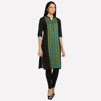Black 3/4 Sleeve Pintuck kurta