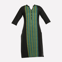 Black 3/4 Sleeve Pintuck kurta