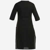 Black 3/4 Sleeve Pintuck kurta