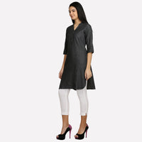 Black 3/4 Sleeve Denim kurta