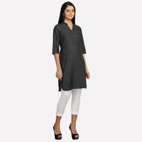 Black 3/4 Sleeve Denim kurta