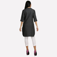 Black 3/4 Sleeve Denim kurta