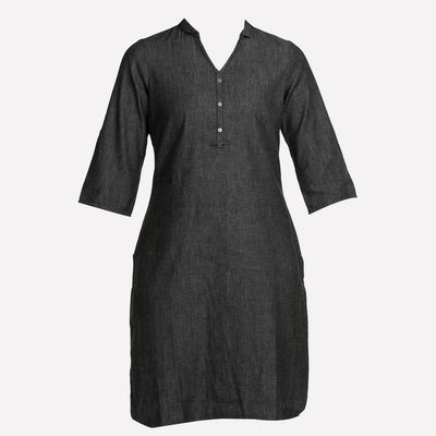 Black 3/4 Sleeve Denim kurta