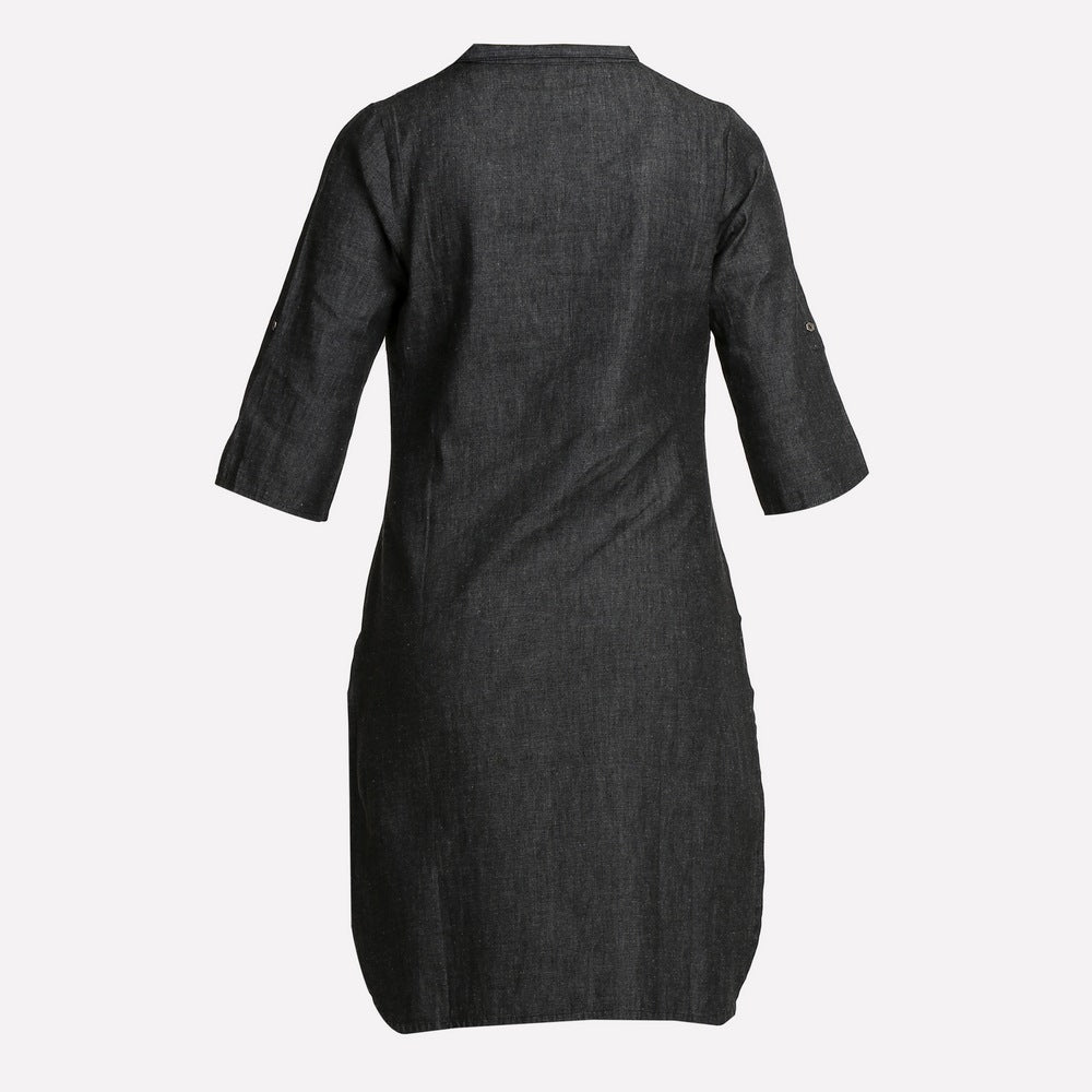 Black 3/4 Sleeve Denim kurta