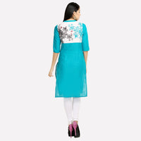 Blue Floral Print 3/4 Sleeve kurta