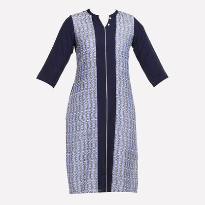 Navy Blue Printed 3/4 Sleeve kurta