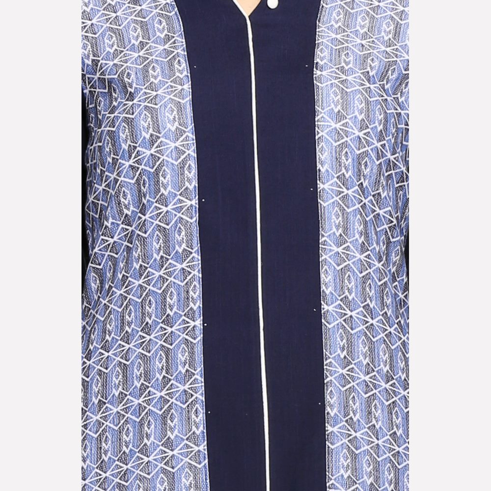 Navy Blue Printed 3/4 Sleeve kurta