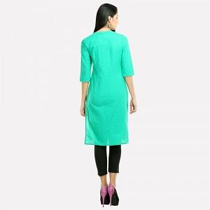 Green Mandarin Neck Printed kurta