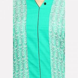 Green Mandarin Neck Printed kurta