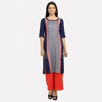 Blue Printed 3/4 Sleeve kurta
