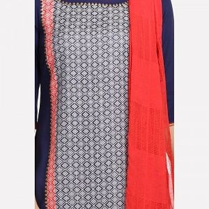 Blue Printed 3/4 Sleeve kurta