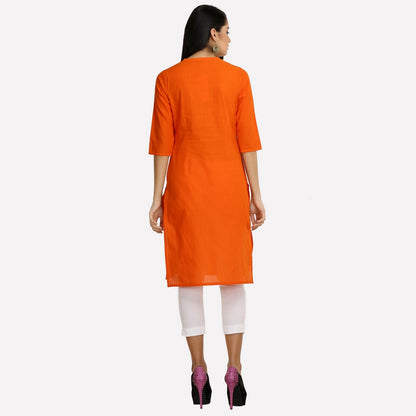 Orange Printed 3/4 Sleeve kurta