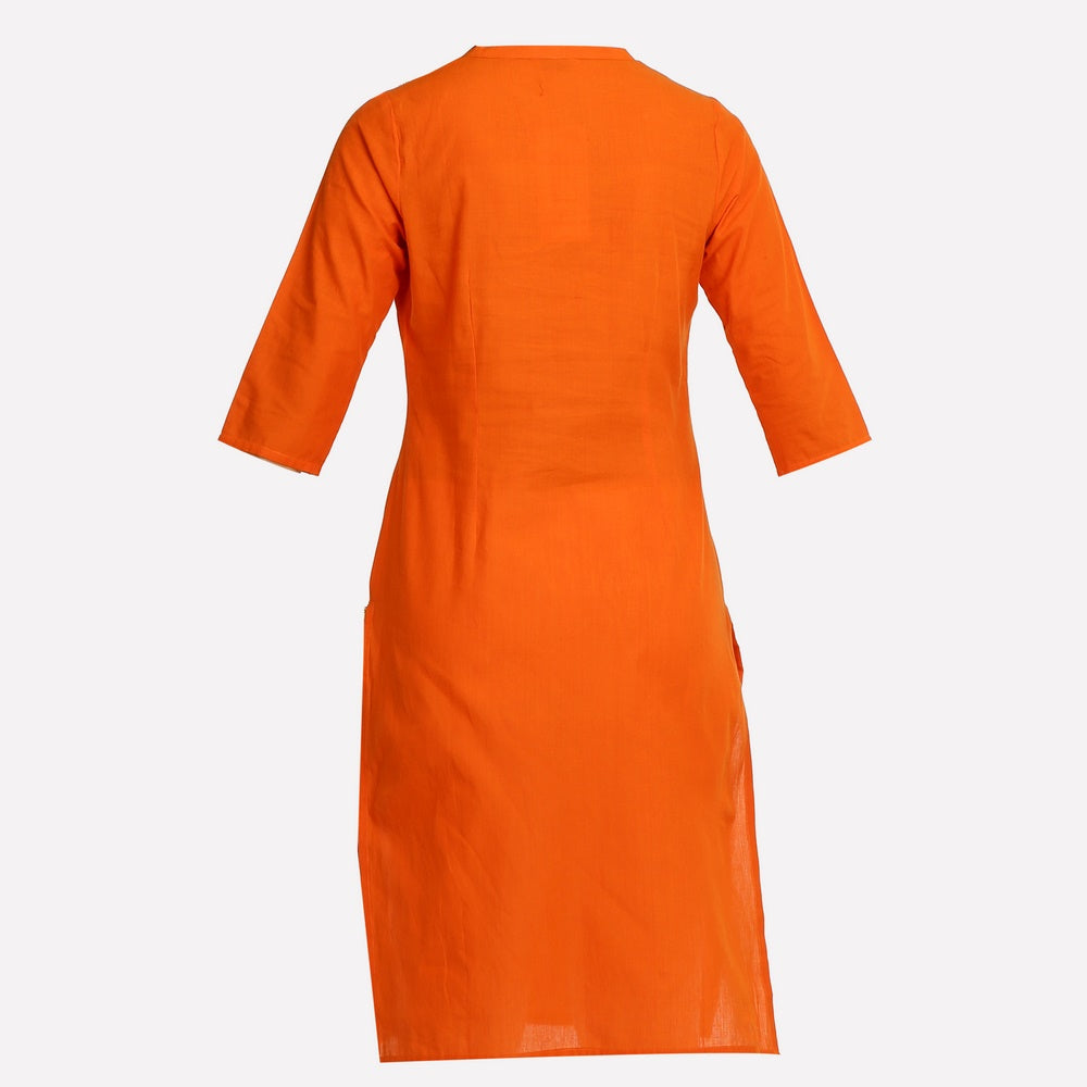 Orange Printed 3/4 Sleeve kurta