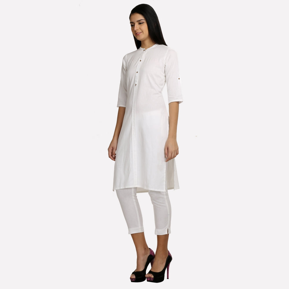 White 3/4 Sleeve Classic kurta