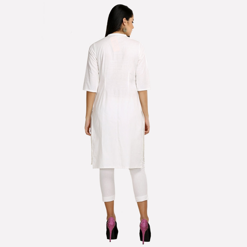 White 3/4 Sleeve Classic kurta