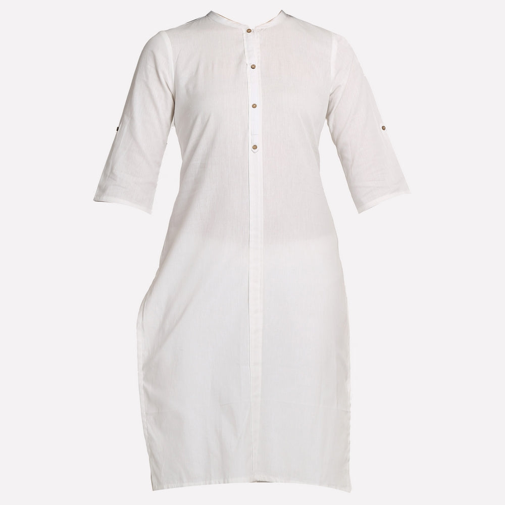 White 3/4 Sleeve Classic kurta