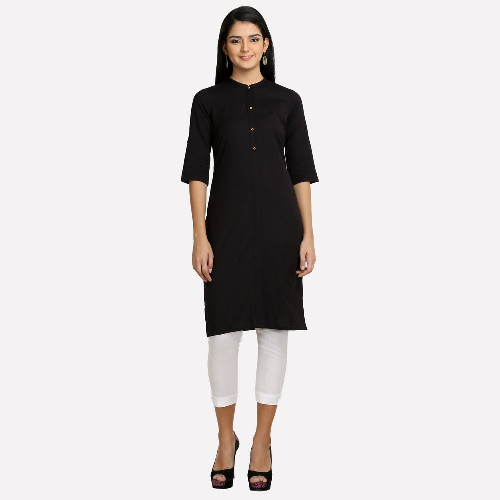 Black 3/4 Sleeve Classic kurta