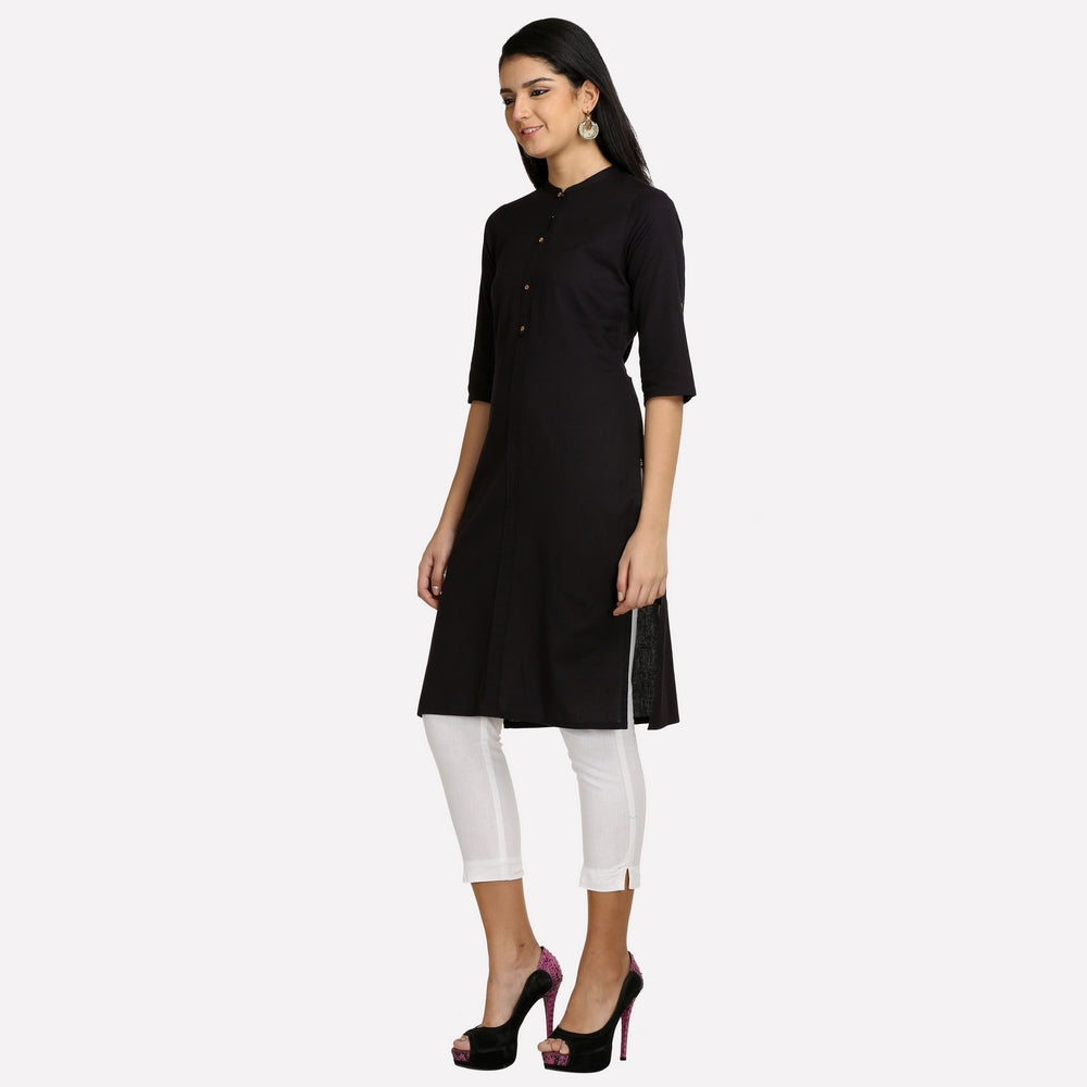 Black 3/4 Sleeve Classic kurta