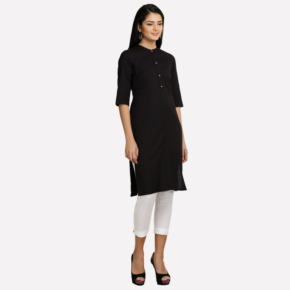 Black 3/4 Sleeve Classic kurta