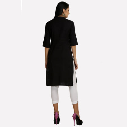 Black 3/4 Sleeve Classic kurta