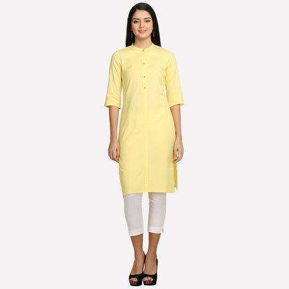 Yellow 3/4 Sleeve Classic kurta