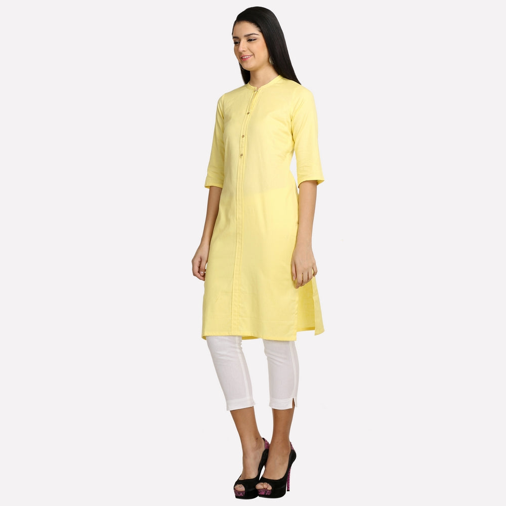 Yellow 3/4 Sleeve Classic kurta