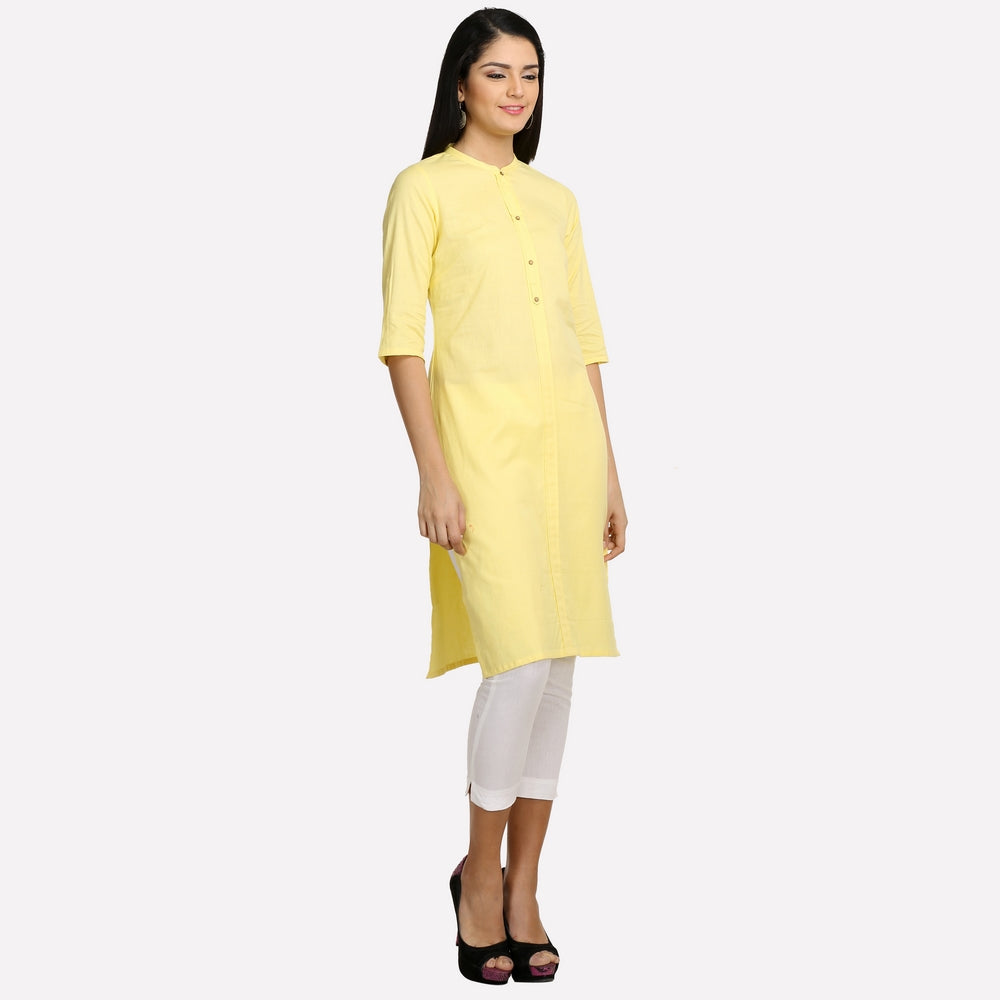 Yellow 3/4 Sleeve Classic kurta