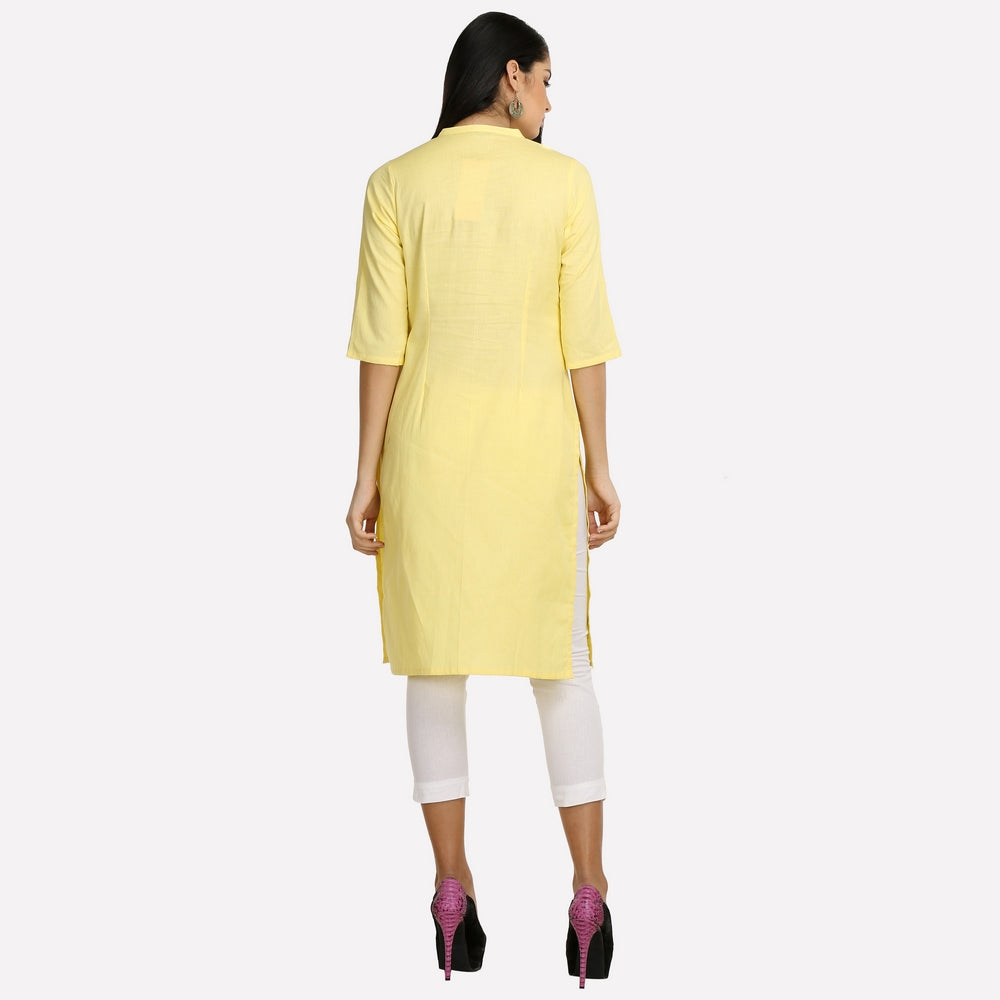 Yellow 3/4 Sleeve Classic kurta