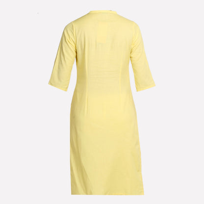 Yellow 3/4 Sleeve Classic kurta