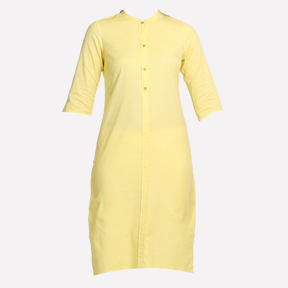 Yellow 3/4 Sleeve Classic kurta