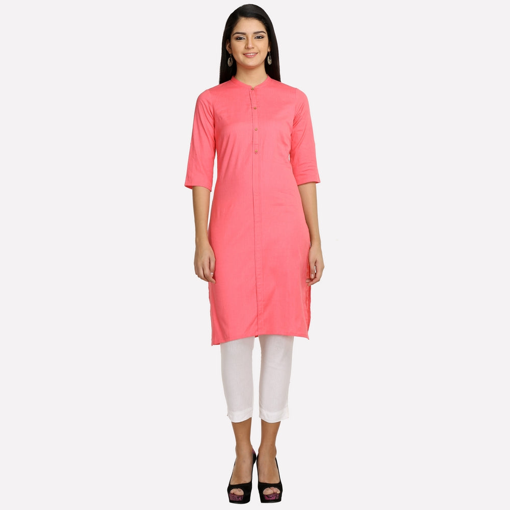 Pink 3/4 Sleeve Classic kurta