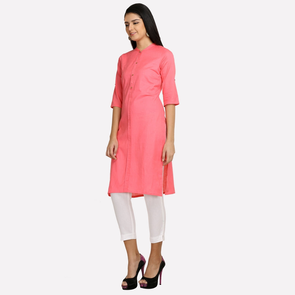 Pink 3/4 Sleeve Classic kurta