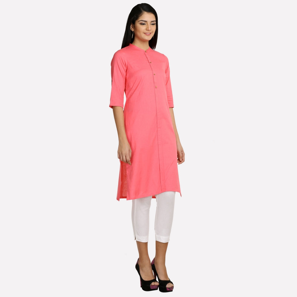 Pink 3/4 Sleeve Classic kurta