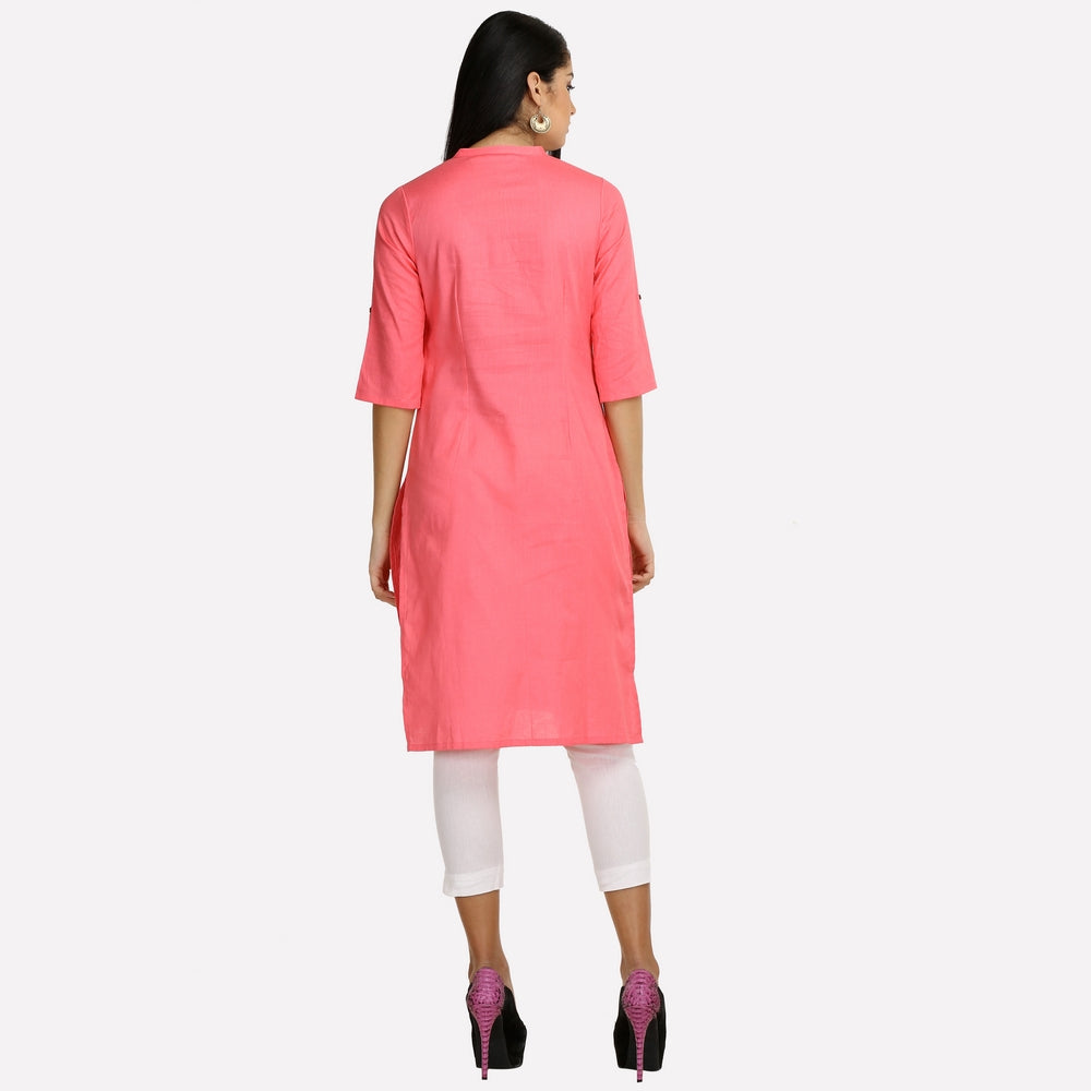 Pink 3/4 Sleeve Classic kurta