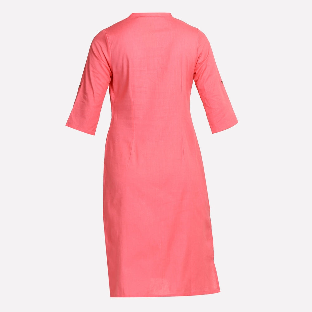 Pink 3/4 Sleeve Classic kurta