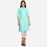 Aqua Blue 3/4 Sleeve Classic kurta
