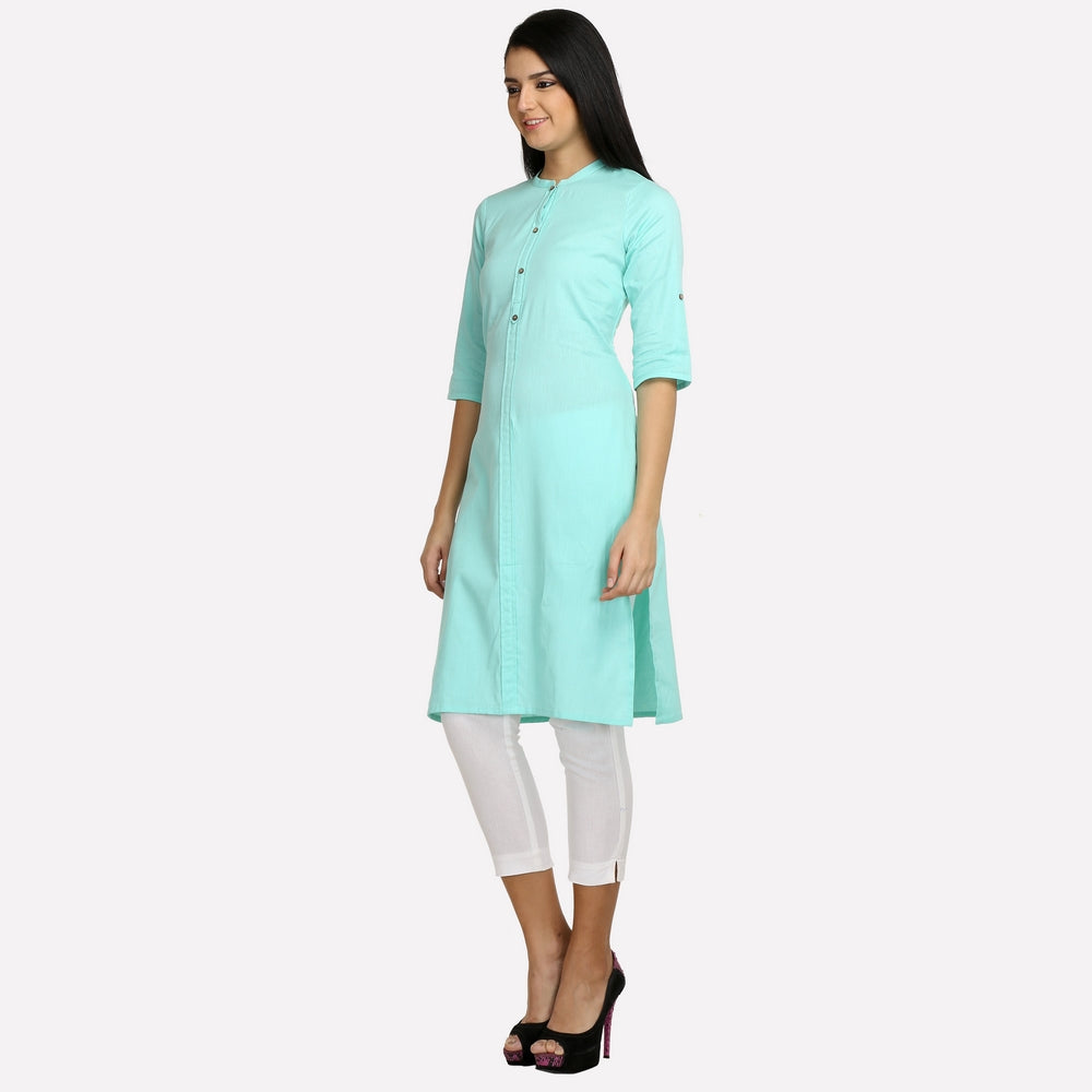 Aqua Blue 3/4 Sleeve Classic kurta