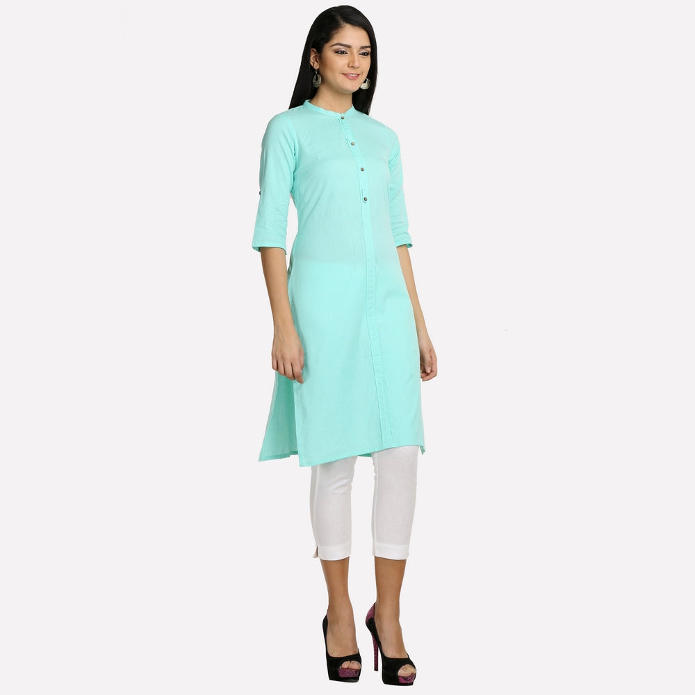 Aqua Blue 3/4 Sleeve Classic kurta