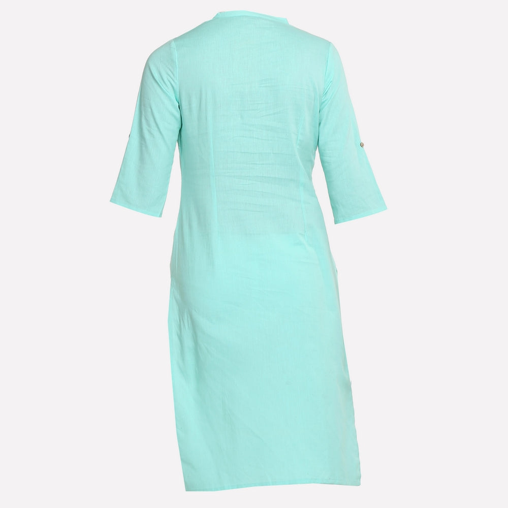Aqua Blue 3/4 Sleeve Classic kurta