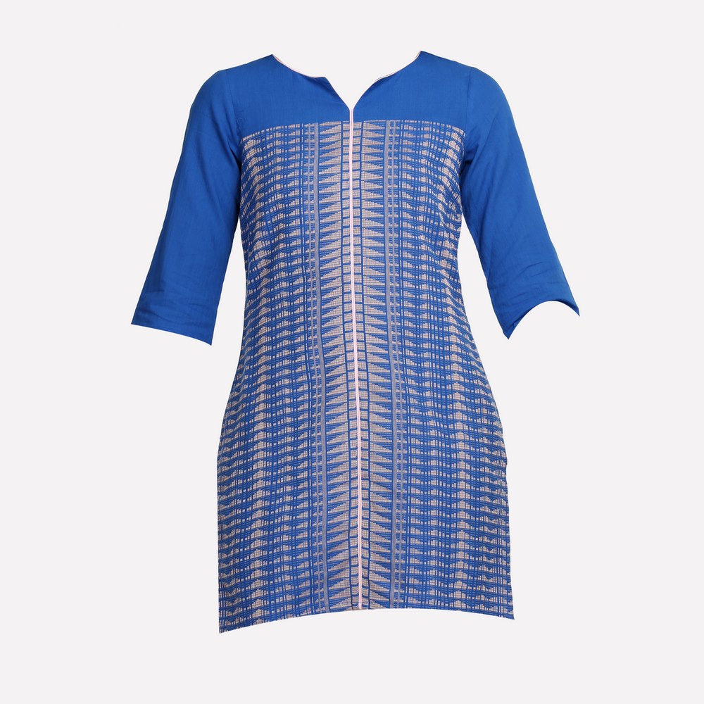Blue Printed 3/4 Sleeve kurta