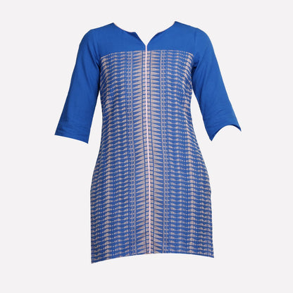 Blue Printed 3/4 Sleeve kurta