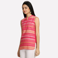Pink Printed Sleeveless kurta