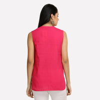 Pink Printed Sleeveless kurta