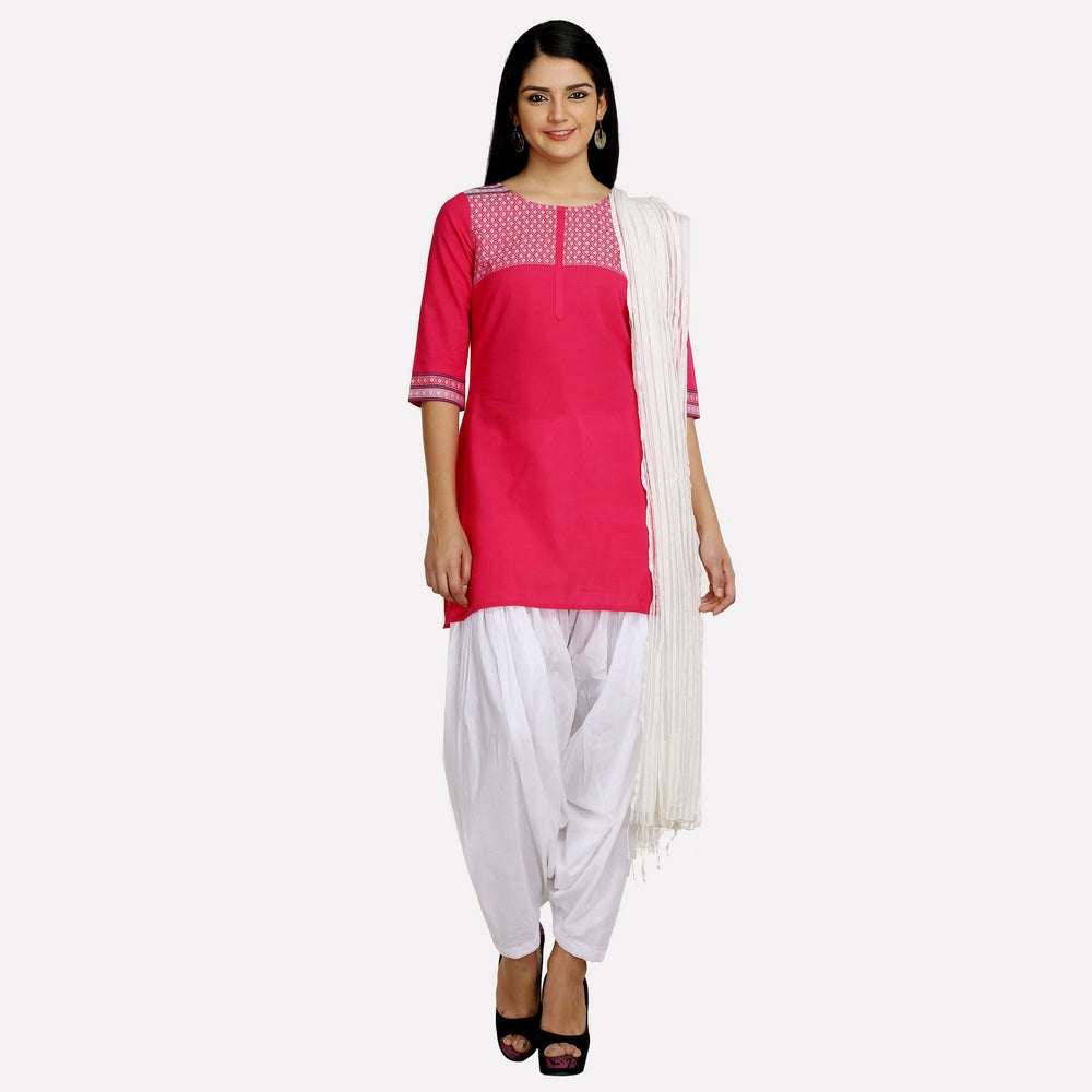 Pink Printed 3/4 Sleeve kurta