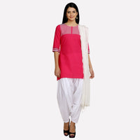 Pink Printed 3/4 Sleeve kurta