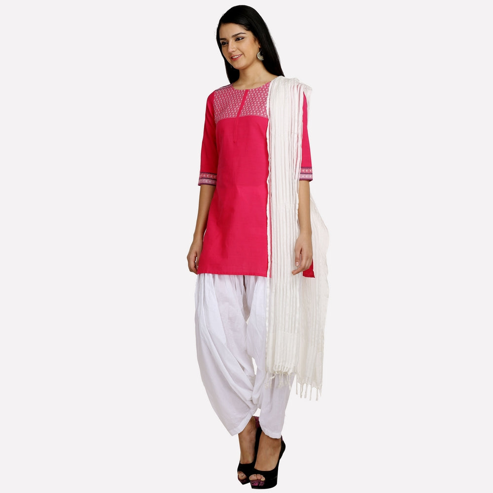 Pink Printed 3/4 Sleeve kurta
