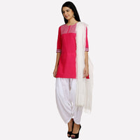 Pink Printed 3/4 Sleeve kurta
