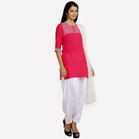 Pink Printed 3/4 Sleeve kurta