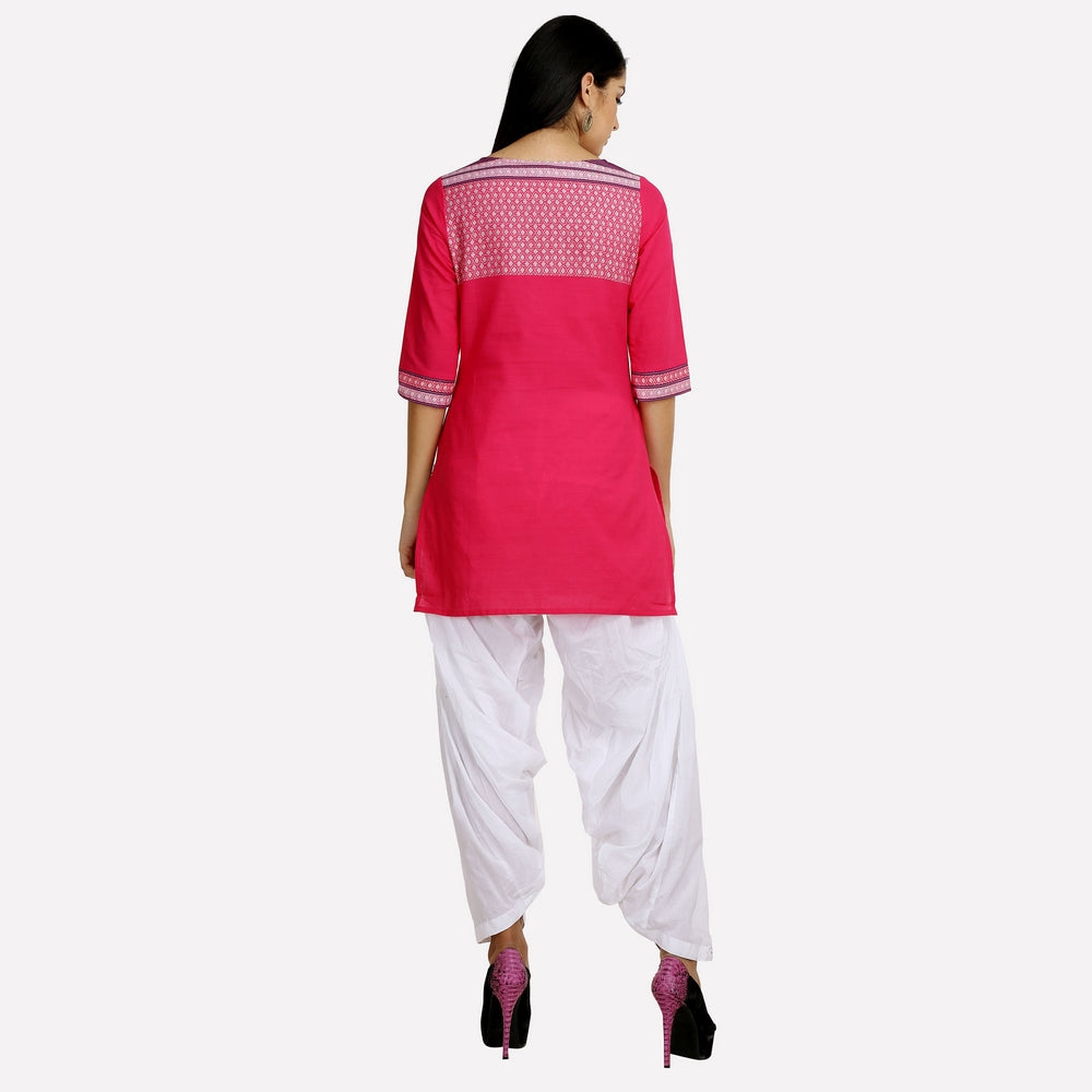 Pink Printed 3/4 Sleeve kurta